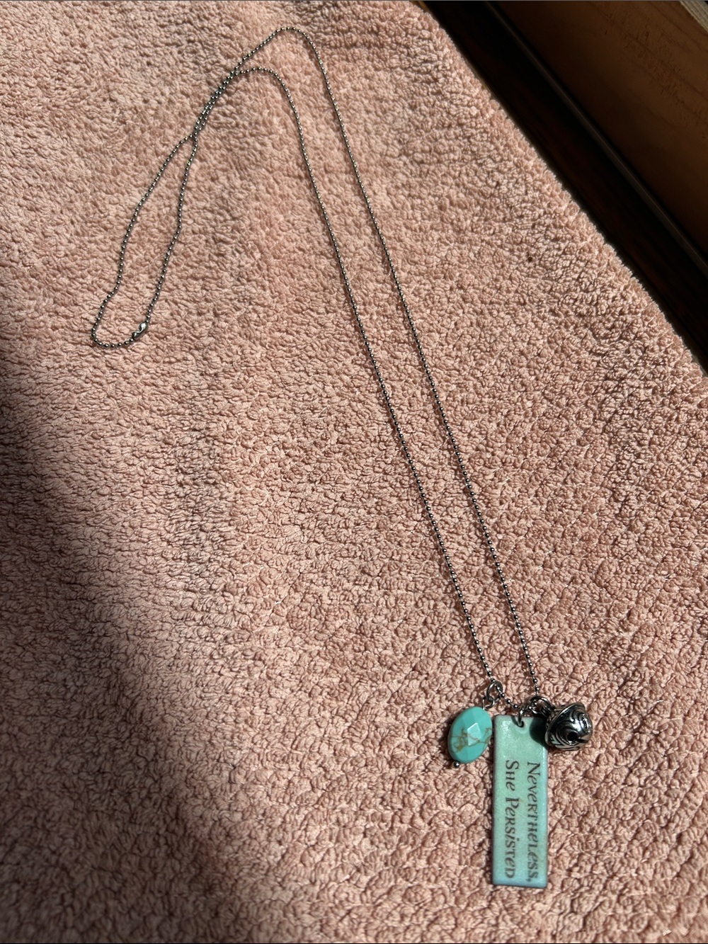 Never the less she persisted long necklace with charms